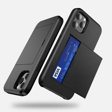 iPhone 12/12 Pro Hybrid Cover med Glidende Kortslot - Sort