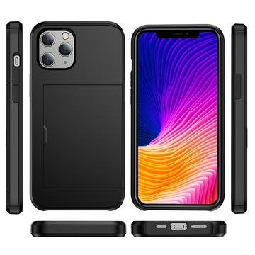 iPhone 12/12 Pro Hybrid Cover med Glidende Kortslot - Sort