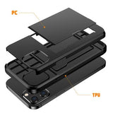 iPhone 12/12 Pro Hybrid Cover med Glidende Kortslot - Mørkeblå
