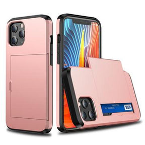 iPhone 12/12 Pro Hybrid Cover med Glidende Kortslot - Rødguld