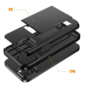 iPhone 12/12 Pro Hybrid Cover med Glidende Kortslot - Rødguld