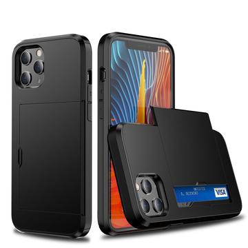 iPhone 12 Mini Hybrid Cover med Glidende Kortslot - Sort