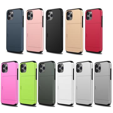 iPhone 12 Mini Hybrid Cover med Glidende Kortslot - Sort