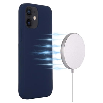 iPhone 12 Mini Liquid Silikone Cover - MagSafe Kompatibel - Mørkeblå