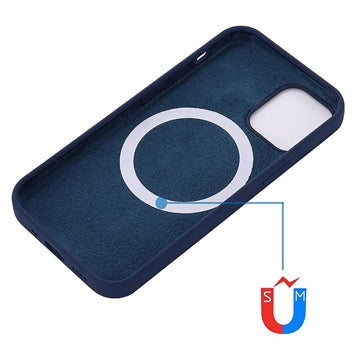 iPhone 12 Mini Liquid Silikone Cover - MagSafe Kompatibel - Mørkeblå