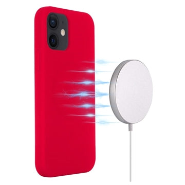 iPhone 12 Mini Liquid Silikone Cover - MagSafe Kompatibel - Rød
