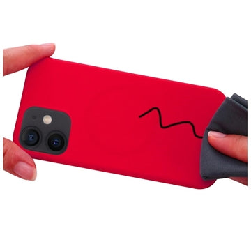 iPhone 12 Mini Liquid Silikone Cover - MagSafe Kompatibel - Rød