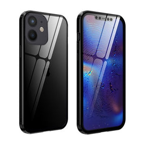 iPhone 12 Mini Magnetisk Cover med Skærmbeskyttelse Hærdet Glas - Sort