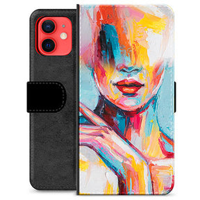 iPhone 12 mini Premium Flip Cover med Pung - Abstrakt Portræt