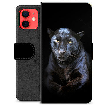 iPhone 12 mini Premium Flip Cover med Pung - Sort Panter