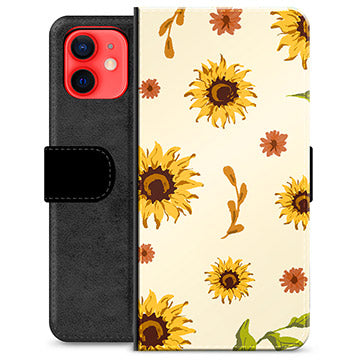 iPhone 12 mini Premium Flip Cover med Pung - Solsikke