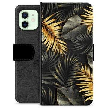 iPhone 12 Premium Flip Cover med Pung - Gyldne Blade
