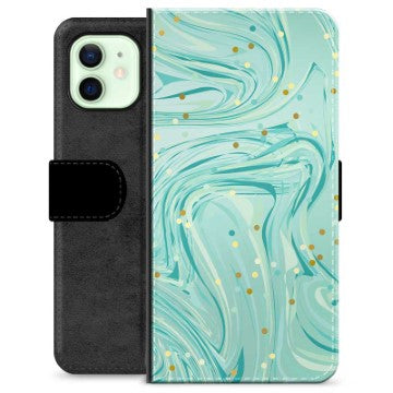 iPhone 12 Premium Flip Cover med Pung - Grøn Mynte