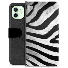 iPhone 12 Premium Flip Cover med Pung - Zebra