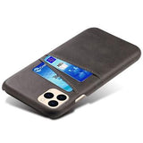 iPhone 12/12 Pro KSQ Belagt Plastikcover med Kortlommer - Sort