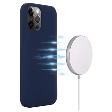 iPhone 12/12 Pro Liquid Silikone Cover - MagSafe Kompatibel - Mørkeblå