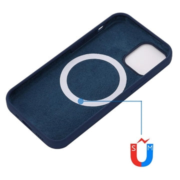 iPhone 12/12 Pro Liquid Silikone Cover - MagSafe Kompatibel - Mørkeblå