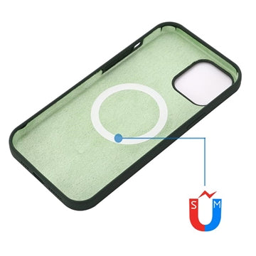 iPhone 12/12 Pro Liquid Silikone Cover - MagSafe Kompatibel - Mørkegrøn