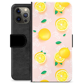 iPhone 12 Pro Max Premium Flip Cover med Pung - Citron Mønster
