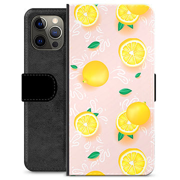 iPhone 12 Pro Max Premium Flip Cover med Pung - Citron Mønster
