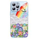 iPhone 12 Pro Max Smil og Regnbue Hybrid Cover - Blå