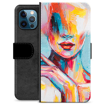 iPhone 12 Pro Premium Flip Cover med Pung - Abstrakt Portræt