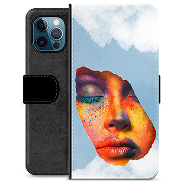 iPhone 12 Pro Premium Flip Cover med Pung - Ansigtsmaling