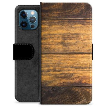 iPhone 12 Pro Premium Flip Cover med Pung - Træ