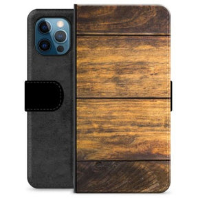 iPhone 12 Pro Premium Flip Cover med Pung - Træ