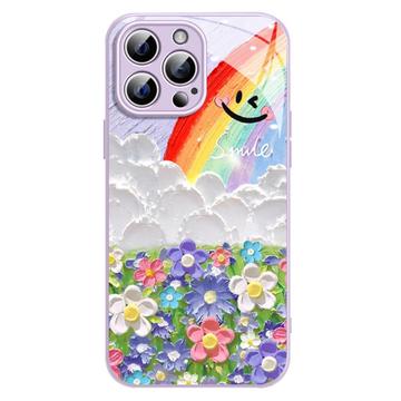 iPhone 12/12 Pro Smil og Regnbue Hybrid Cover - Lilla