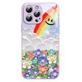 iPhone 12/12 Pro Smil og Regnbue Hybrid Cover - Lilla