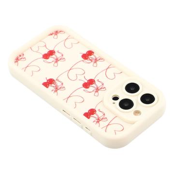 iPhone 12 Pro Stilfuldt stødsikkert TPU cover med forhøjede kanter - hvid / Sløjfebundne kirsebær
