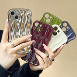 iPhone 13 3D Lineær Bølgetaske - Grøn