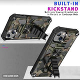 iPhone 13 Camouflagedesign Hybrid Cover med Støttefod - Army Grøn