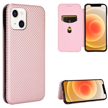 iPhone 13 Flip Cover - Karbonfiber - Rødguld