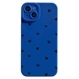 iPhone 13 Slim TPU-cover med hjertemønster - blå / sort
