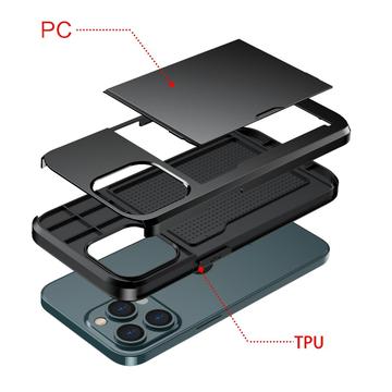 iPhone 13 Hybrid Cover med Glidende Kortslot - Mørkeblå