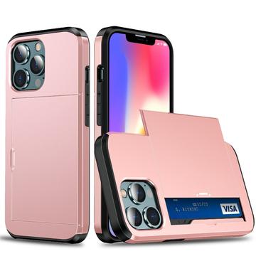 iPhone 13 Hybrid Cover med Glidende Kortslot - Rødguld