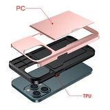 iPhone 13 Hybrid Cover med Glidende Kortslot - Rødguld