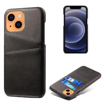 iPhone 13 KSQ Belagt Plastikcover med Kortlommer - Sort