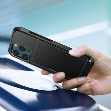 iPhone 13 Mini Hybrid Cover med Glidende Kortslot - Army Grøn