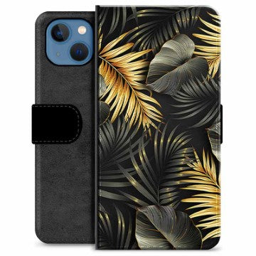 iPhone 13 Premium Flip Cover med Pung - Gyldne Blade