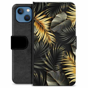 iPhone 13 Premium Flip Cover med Pung - Gyldne Blade
