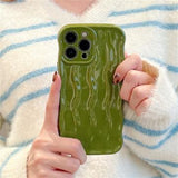 iPhone 13 Pro 3D Lineær Bølgetaske - Grøn