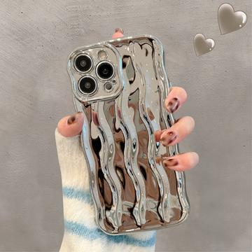 iPhone 13 Pro 3D Lineær Bølgetaske - Sølv