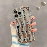 iPhone 13 Pro 3D Lineær Bølgetaske - Sølv