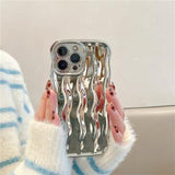 iPhone 13 Pro 3D Lineær Bølgetaske - Sølv