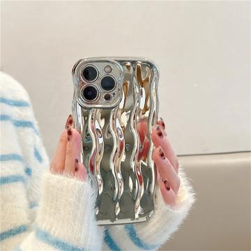 iPhone 13 Pro 3D Lineær Bølgetaske - Sølv