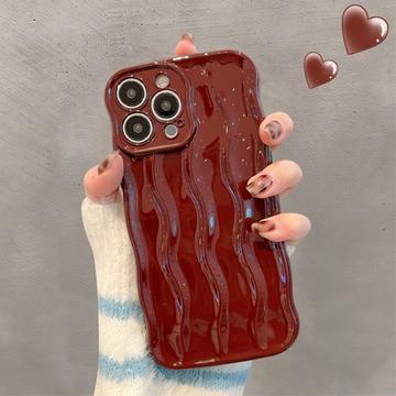 iPhone 13 Pro 3D Lineær Bølgetaske - Vinrød