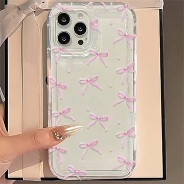 iPhone 13 Pro TPU-cover med sløjfe - lyserød / klar